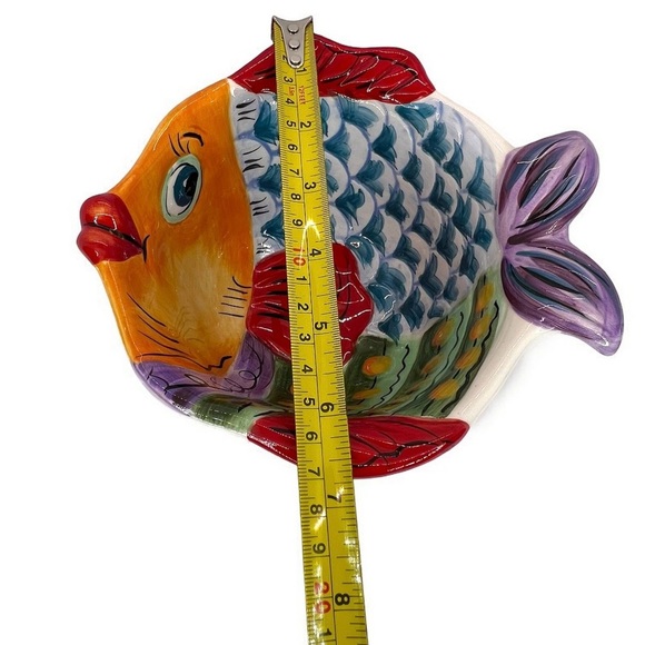 Vissen 6" Fish Shaped Bowl Hand Painted, Retired Design, Whimsical, Colorful - Picture 10 of 11